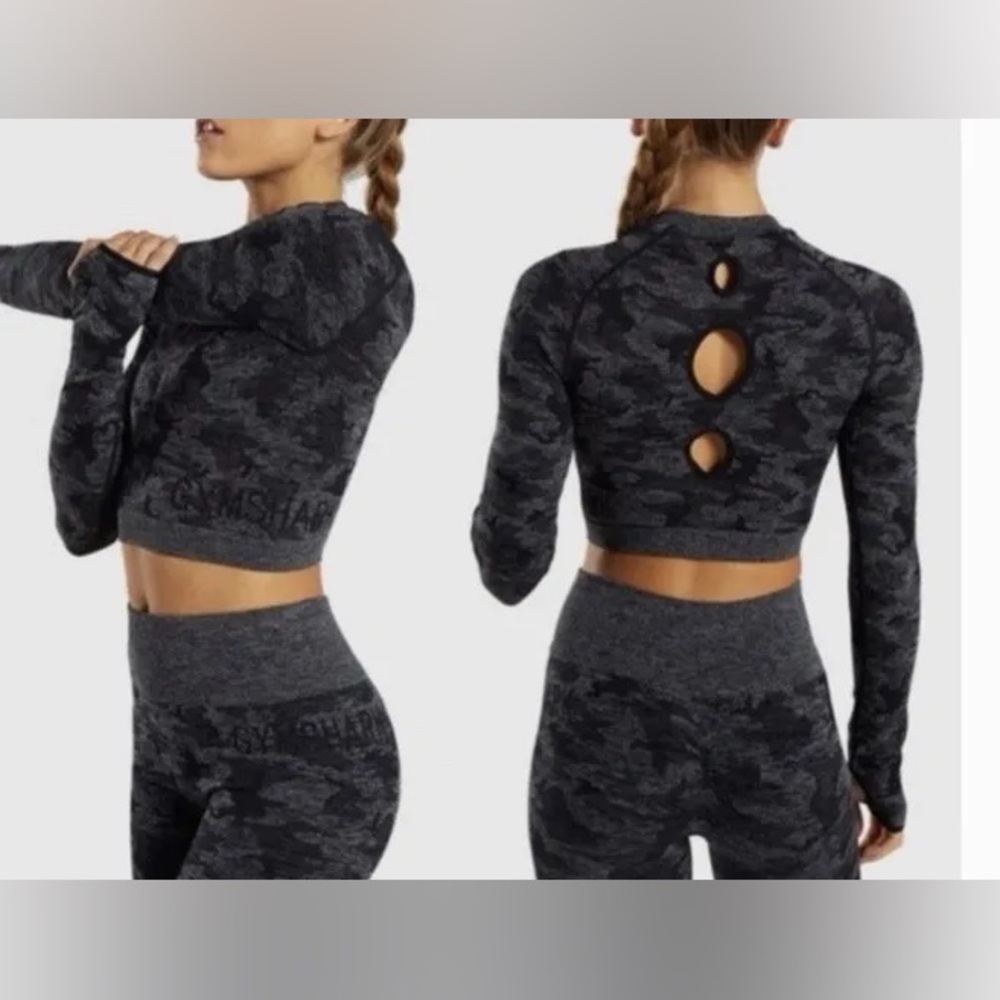 Gymshark Camo Seamless Long Sleeve Crop Top
